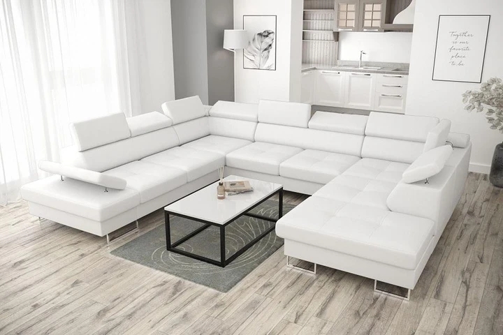 SANDET MAX I velká rozkládací sedací souprava do U s polohovacími záhlavníky