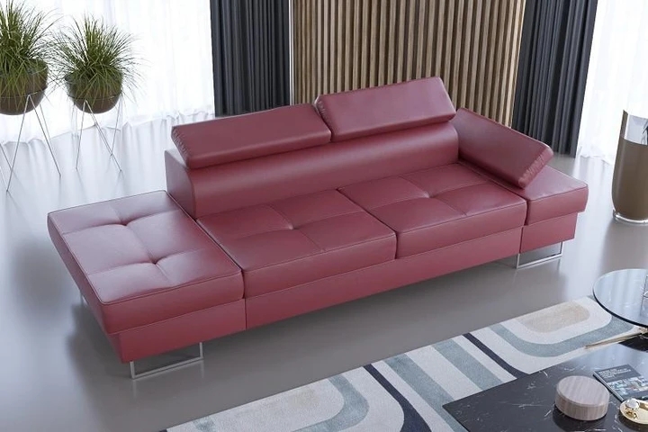 SANDET IV moderní lenoška s polohovací opěrkou v pravé kůži