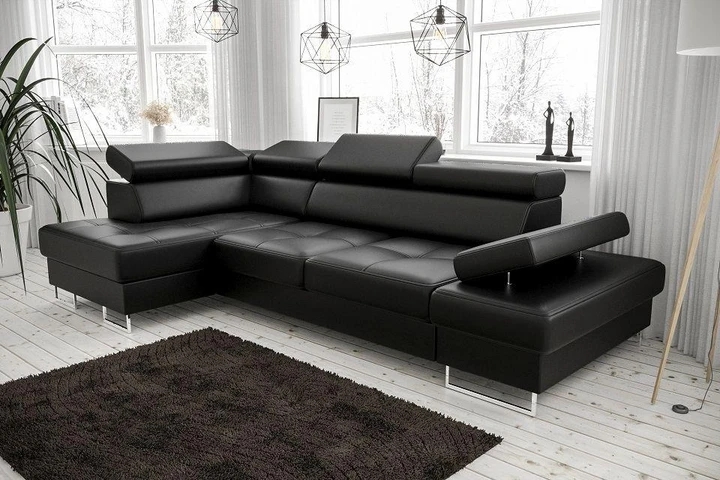 SANDET MINI moderní sedací souprava s polohovacími záhlavníky v pravé kůži