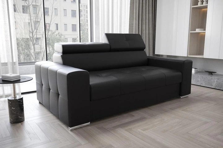 LINDE 2 elegantní pohovka s polohovacími záhlavníky v pravé kůži