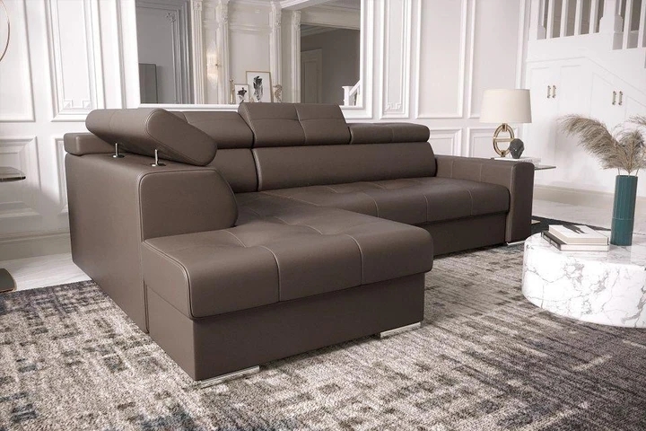 LINDE 4 elegantní sedací souprava s polohovacími záhlavníky v pravé kůži