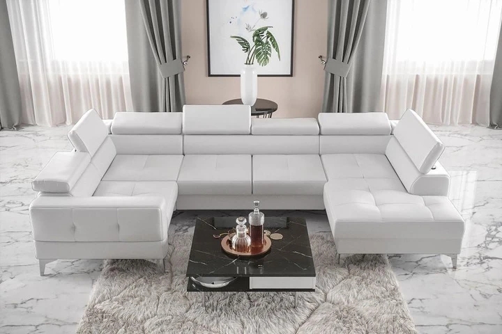 TUSCI MAX I sedací souprava ve tvaru do U s rozkládací funkcí v pravé kůži