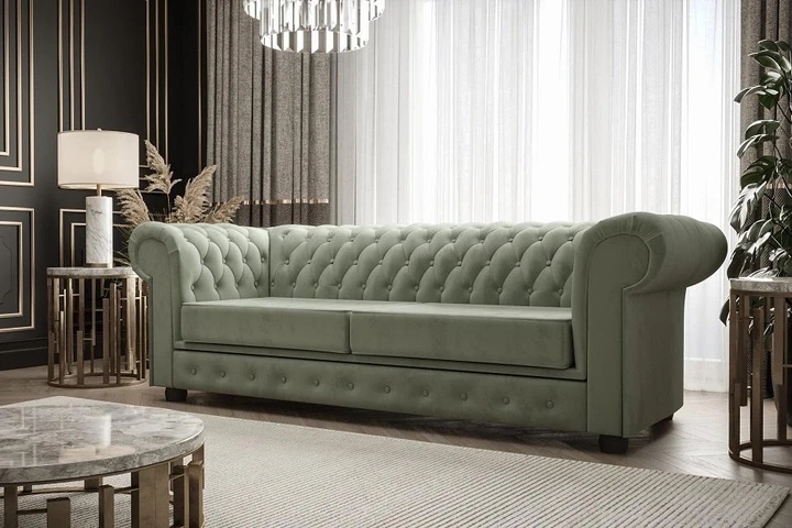 BALERNO 2 elegantní pohovka v chesterfield stylu, rozkládací