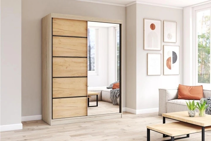 NIKOL 05 šatní skříň se zrcadlem a posuvnými dveřmi