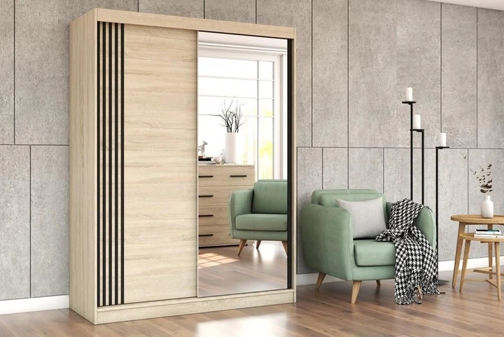 NIKOL 07 šatní skříň se zrcadlem a posuvnými dveřmi