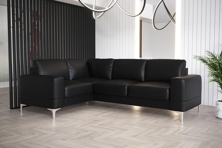 SANSA II moderní rozkládací rohová sedačka s úložným prostorem v pravé kůži