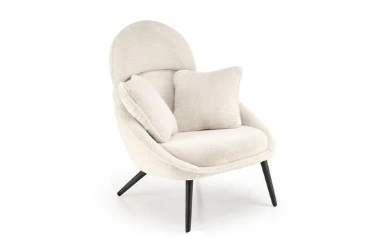 MERRY moderní plyšové křeslo, krémové