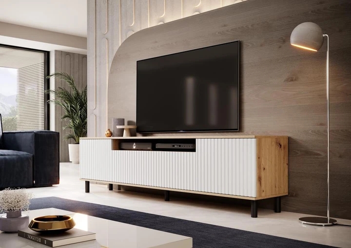 FREZIA TV stolek, bílý/dub artisan