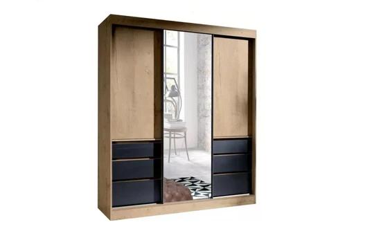 HEIDI šatní skříň 180, dub lefkas/černá