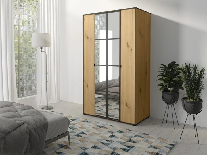 SOLNA šatní skříň 120, dub artisan/černá