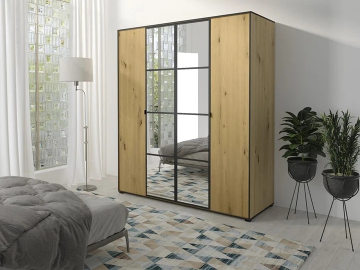 SOLNA šatní skříň 180, dub artisan/černá