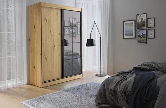 SOLNA II šatní skříň 150, dub artisan/černá