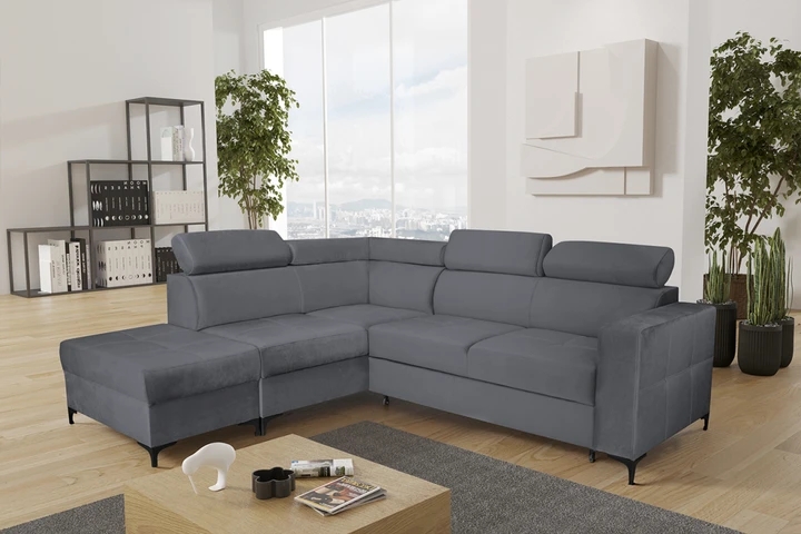 NEMO rozkládací rohová sedačka s taburetem