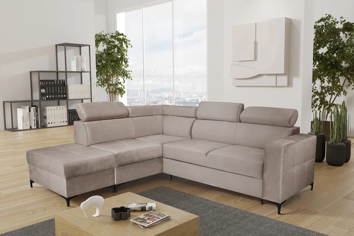 NEMO rozkládací rohová sedačka s taburetem