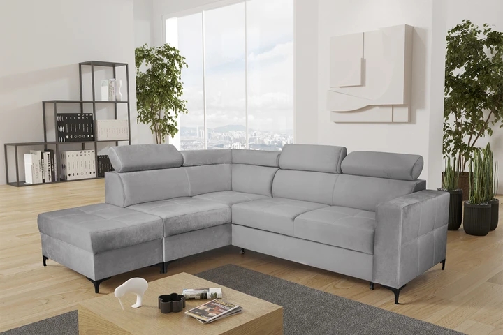NEMO rozkládací rohová sedačka s taburetem