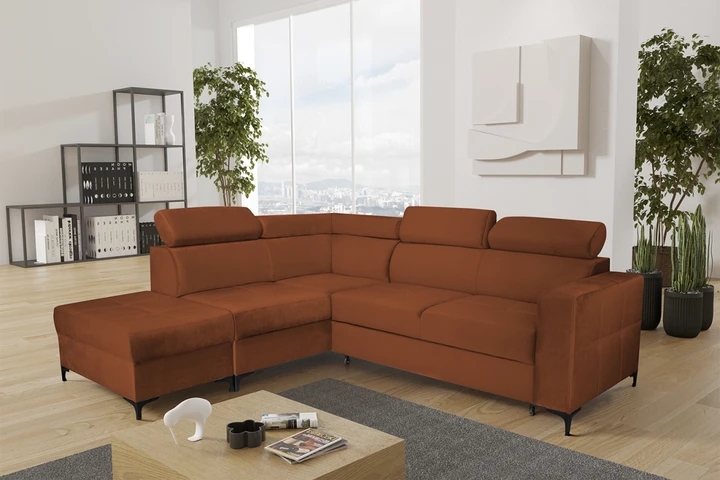 NEMO rozkládací rohová sedačka s taburetem