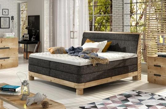 CARILLO 160x200 cm kvalitní boxspring postel v dřevěném rámu