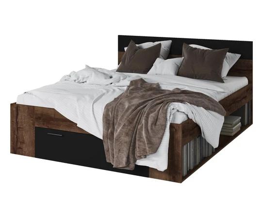 ZUZANA 2 180x200 cm manželská postel s úložným prostorem, dekor dub monastery/černý mat