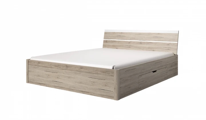 ZUZANA 180x200 cm manželská postel s úložným prostorem, dekor san remo sv./bílá