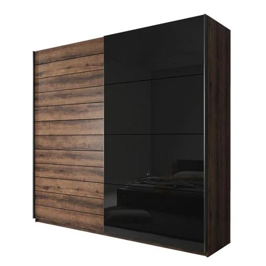 CHANELL SKŘÍŇ 2D - 220 cm, dekor dub monastery/černý lesk