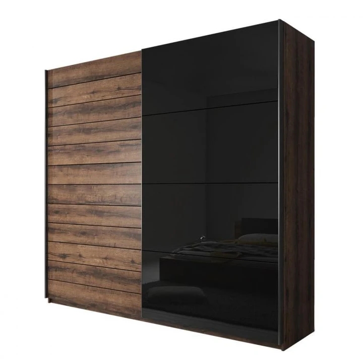 CHANELL SKŘÍŇ 2D - 220 cm, dekor dub monastery/černý lesk