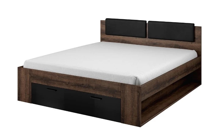 CHANELL postel 160x200 cm, dekor dub monastery/černý lesk