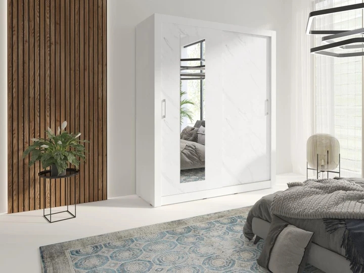 TIMEA šatní skříň s posuvnými dveřmi, bílá