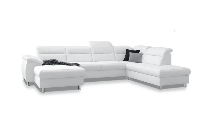 PERLA U rozkládací sedací souprava ve tvaru U s polohovacími záhlavníky, pravá kůže