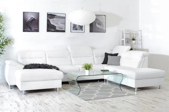 PERLA U rozkládací sedací souprava ve tvaru U s polohovacími záhlavníky