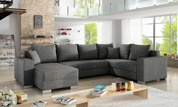 ARMANI elegantní sedací souprava ve tvaru U s rozkládací funkcí a úložným prostorem