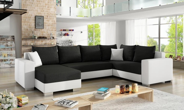 ARMANI elegantní sedací souprava ve tvaru U s rozkládací funkcí a úložným prostorem