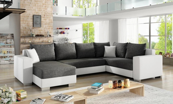 ARMANI elegantní sedací souprava ve tvaru U s rozkládací funkcí a úložným prostorem